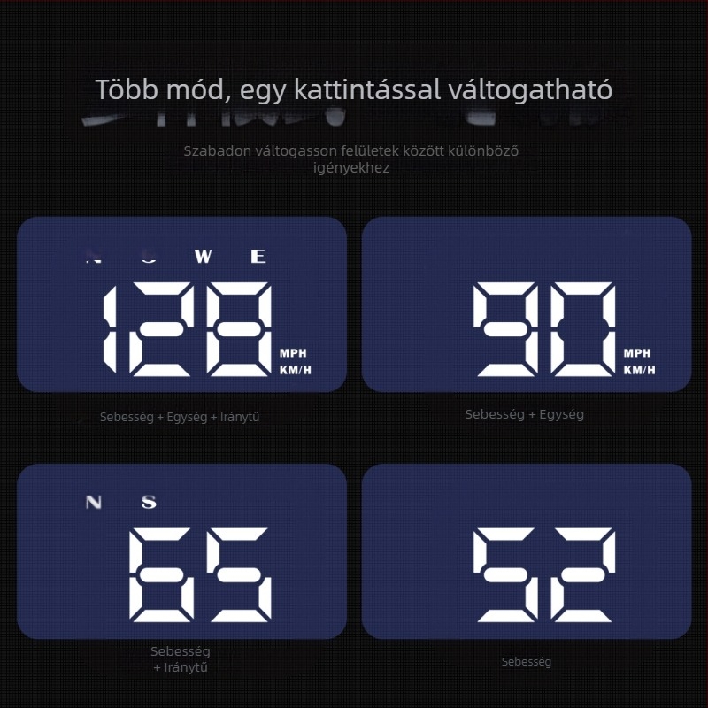 W2s HUD Head-Up Kijelző autóhoz — USB táplálás, univerzális kompatibilitás, 152 g, Beidou GPS iránytű