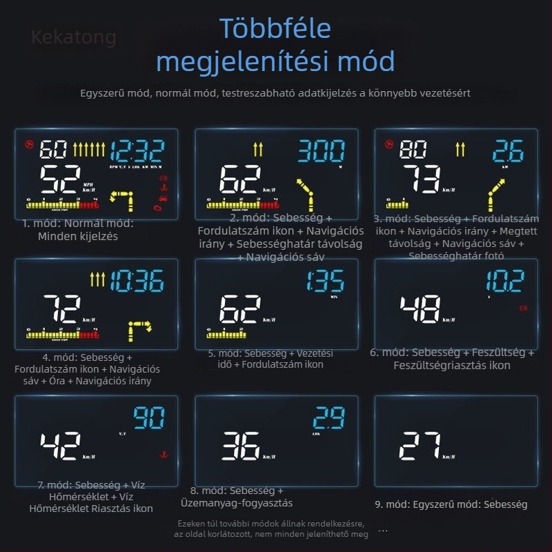 Univerzális autó HUD HD OBD kijelző, lebegő projektor-kijelző, vezeték nélküli Bluetooth mikrofon