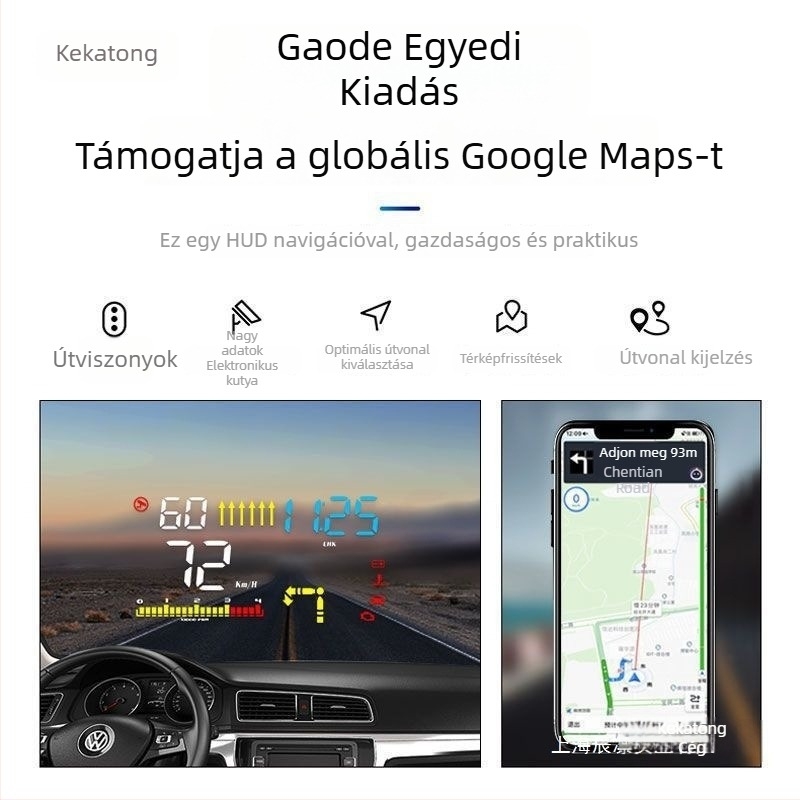 Univerzális autó HUD HD OBD kijelző, lebegő projektor-kijelző, vezeték nélküli Bluetooth mikrofon