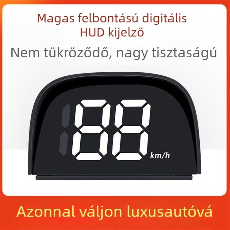 Autó HUD radar sebességmérő – valós idejű sebességmegjelenítés, mérése fényjelzőknél, benzinkút emlékeztető – Modell Y01, USB tápegység, 1.0 pontosság, 24V