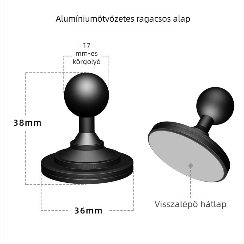 Lazy stand autós telefon-tartó alumíniumötvözetből, 3M ragasztó, 360° forgás