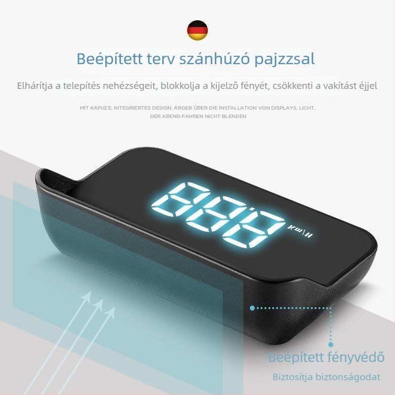 Autó HUD Head-Up Display OBD többfunkciós, sebesség és vízhőmérséklet, üvegprojekció, HD minőség