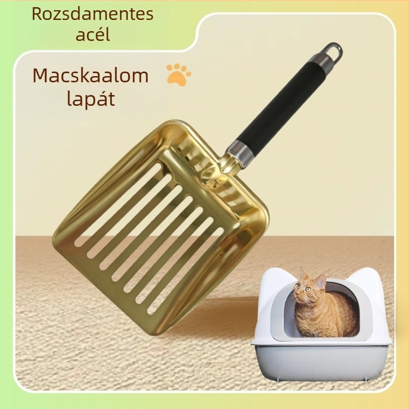 Nagy méretű rozsdamentes acél macskaalom-lapát bentonitos macskaalomhoz