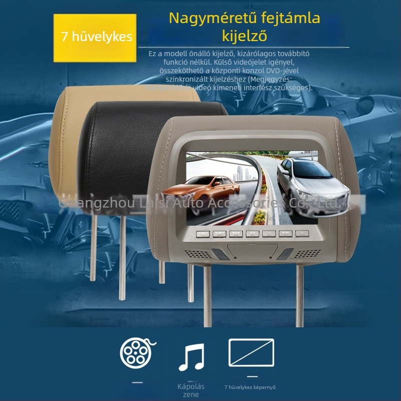Autófejtámla monitor LCD kijelzővel, AV1/AV2 bemenetek, 800×480 felbontás, modell YL-733