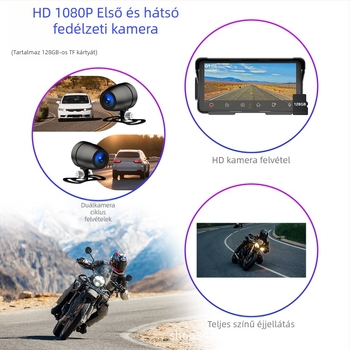 F85 Motorkerékpár CarPlay dash cam, 150° látómező, 2MP szenzor, TF-kártya 256GB-ig, beépítve a motorkerékpár központi kezelőegységébe