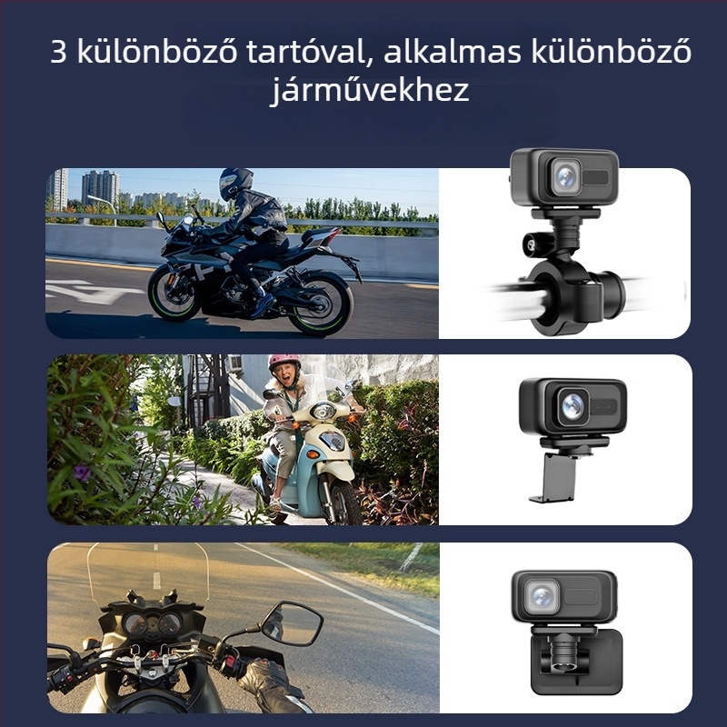 MT100 Hordozható fedélzeti kamera motorkerékpárokhoz és elektromos járművekhez, 2K akciókamera, TF-kártya tárhely, ABS ház, 90 g