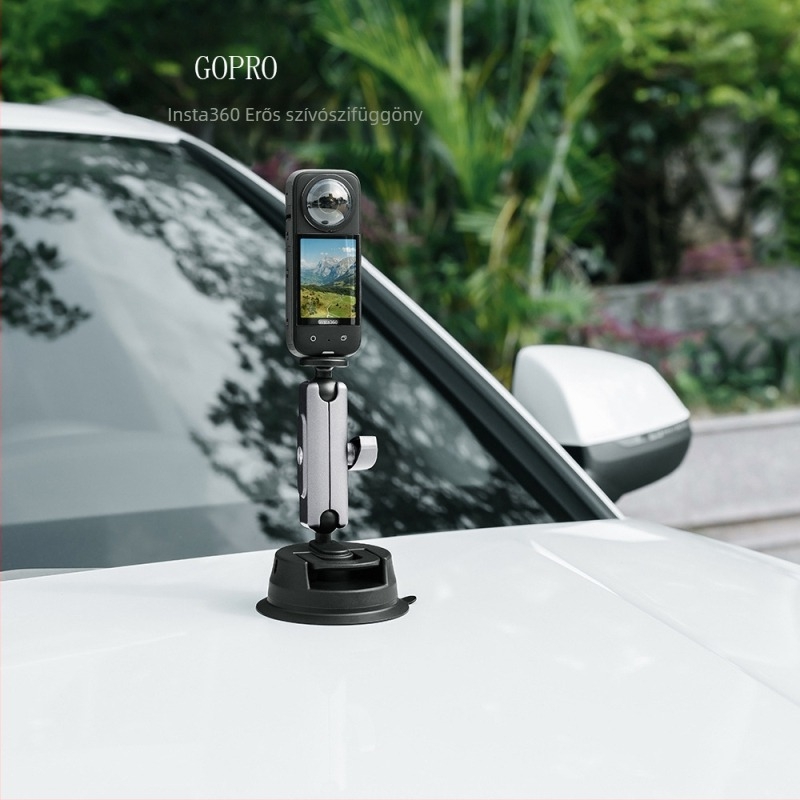 GoPro vákuumos tartó — rögzítő tartó, kompatibilis GoPro és akciókamerákkal, egy darabból álló kialakítás, logó nyomtatva
