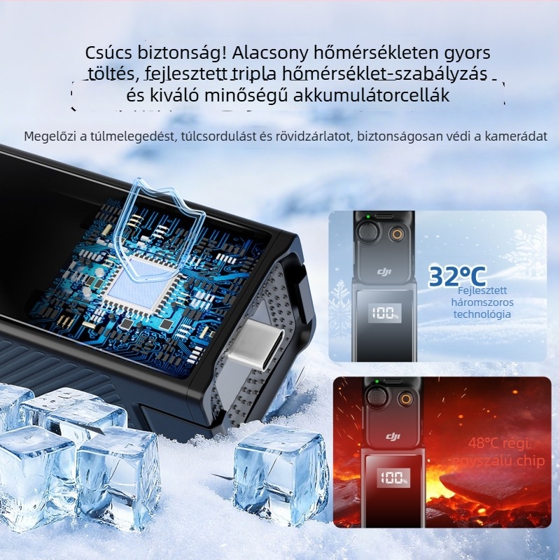 DJI Pocket 3 Akkumulátor Fogó, 5000mAh, 22W Gyors Töltés, 3C Tanúsított