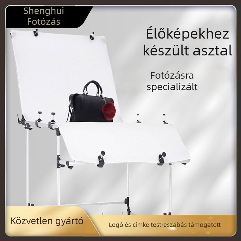 Alumíniumötvözetből készült still life fotóasztal, összecsukható, hordozható, 4 kg, termékfotózáshoz