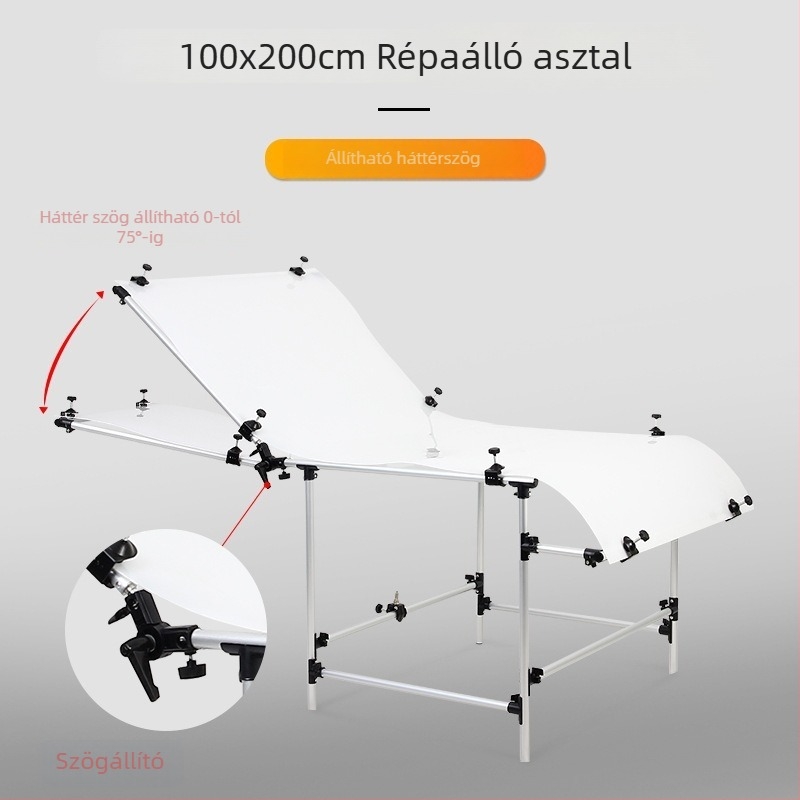 Alumíniumötvözetből készült still life fotóasztal, összecsukható, hordozható, 4 kg, termékfotózáshoz