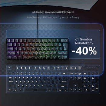 Membrán billentyűzet RGB háttérvilágítással, legfeljebb 87 billentyű, vezetékes, ABS anyag