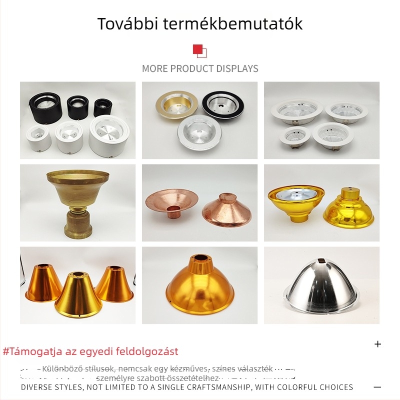 Alumínium stúdió vaku lámpaernyő héja – forgónyomott kivitel, magas visszaverő felület, bajonet csatlakozó interfész, Hangyue