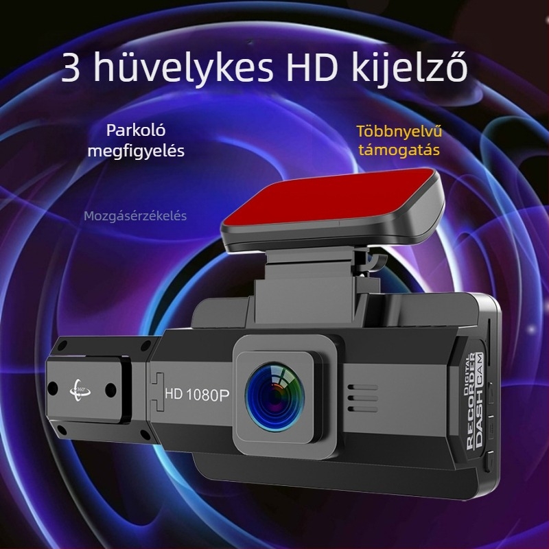 Első autóba szerelhető dash kamera 1080p, infravörös éjjellátás, 170° széles látószög, kettős felvétel, WiFi