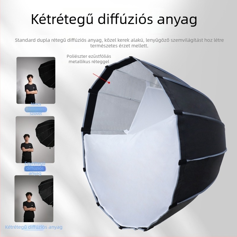 Softbox hálóval Godox világításhoz, mély parabolikus kialakítás, gyors csatlakozás, alumíniumötvözet kivitel, terhelhetőség 2–5 kg