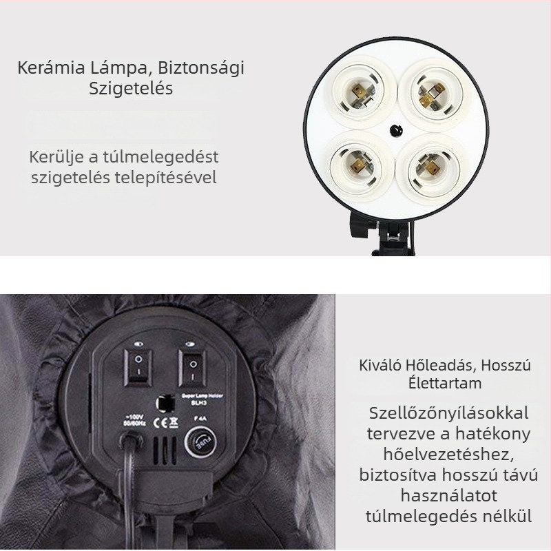 Delong DL210410 Lágy fény doboz fotózáshoz, négy lámpa, reflektív anyag