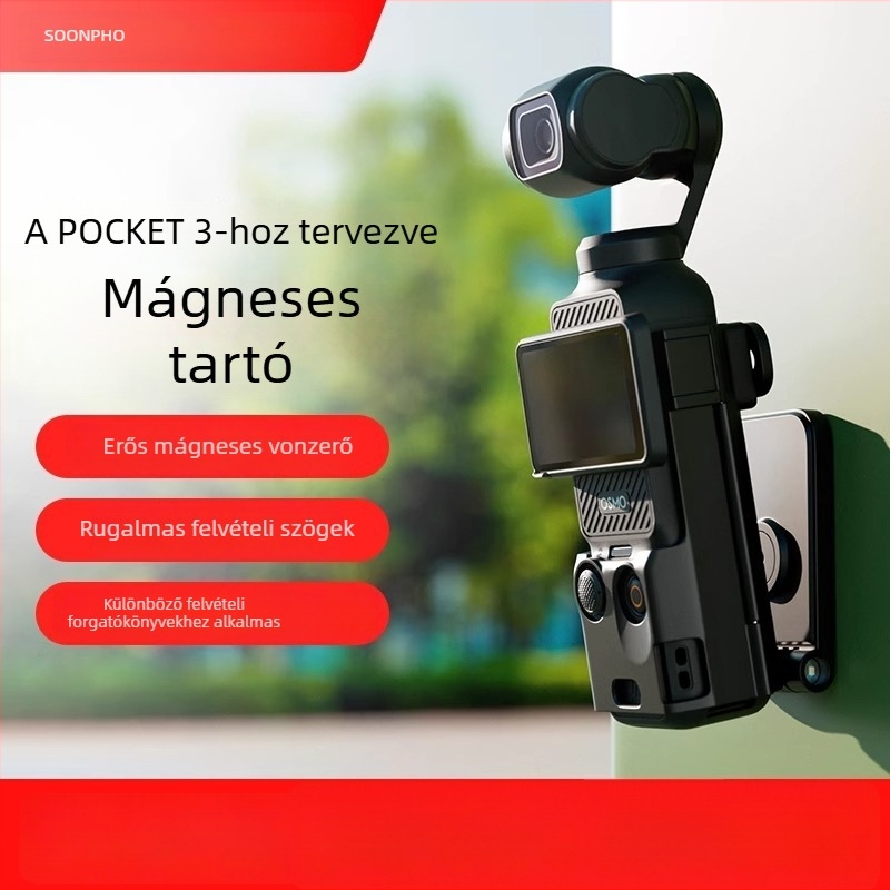 DJI Pocket 4/3-hoz mágneses tartóalap autó vákuumos rögzítőfejjel és asztali állvánnyal