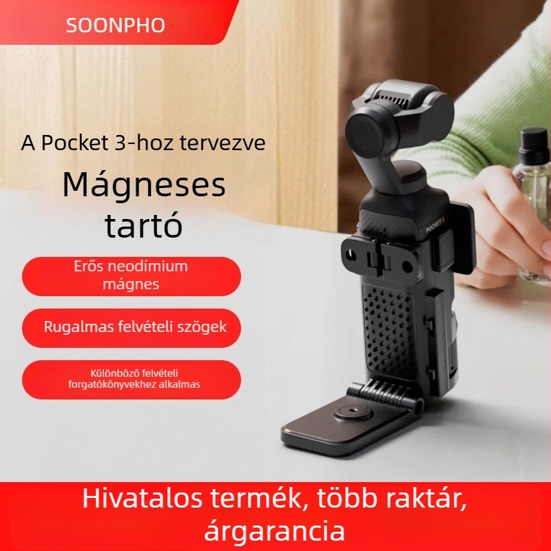 DJI Pocket 4/3-hoz mágneses tartóalap autó vákuumos rögzítőfejjel és asztali állvánnyal