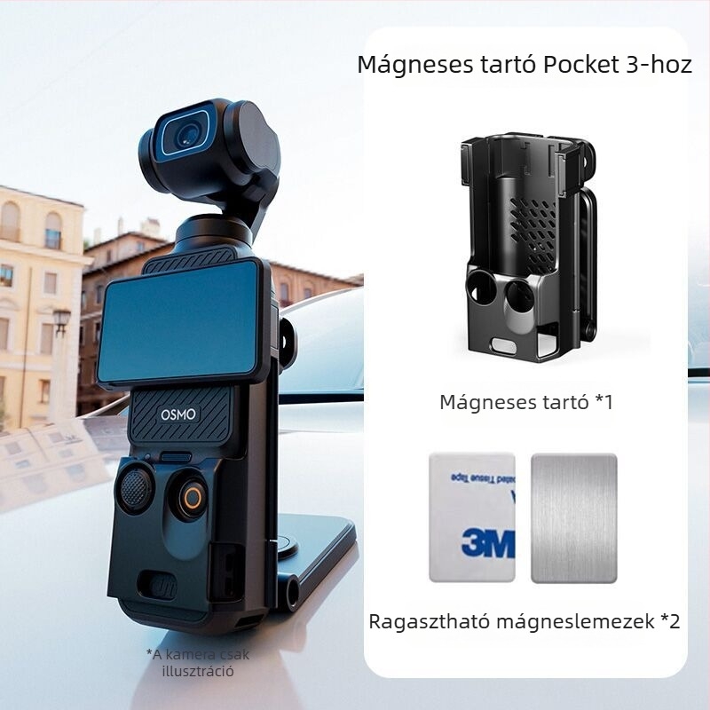 DJI Pocket 4/3-hoz mágneses tartóalap autó vákuumos rögzítőfejjel és asztali állvánnyal