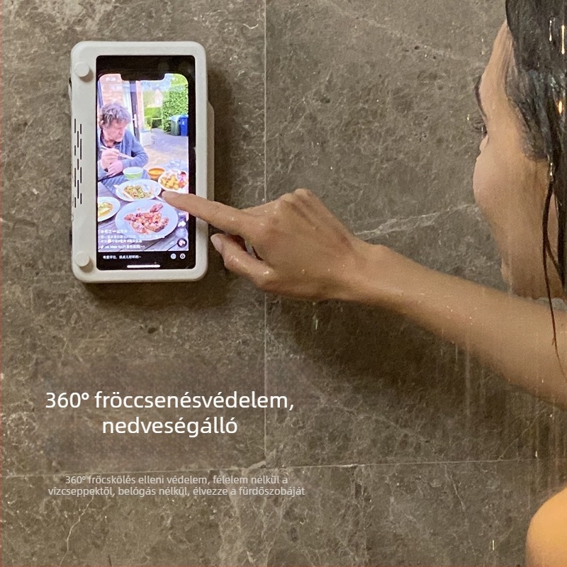 Fürdőszobai forgó telefontartó, vízálló, falra szerelhető, műanyag