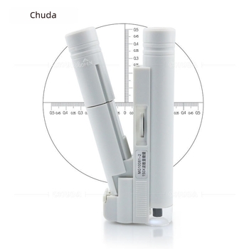 Chuda LED-es kézi nagyító, 10x nagyítás, modell 150x skála csővel, műanyag