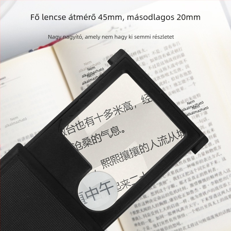Sun fire kihúzható kézi olvasó nagyító LED világítással, 3x/6x nagyítás, idős korosztálynak, utazáshoz könnyen hordozható, modell 21015