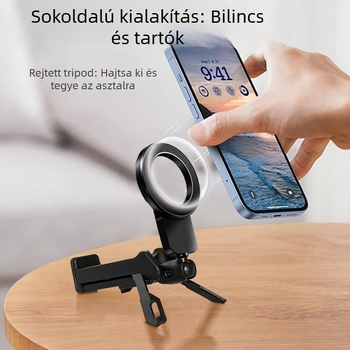 Összecsukható telefon-állvány mágneses szívóval, hordozható utazási állvány, ötödik generáció, ABS+alumíniumötvözet