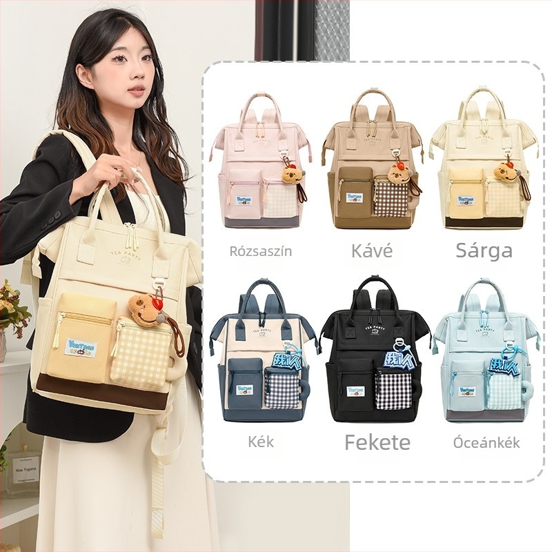 Női nylon hátizsák, kapacitás 20-35L, 14 hüvelykes laptophoz, légáteresztő, görbe vállpántok