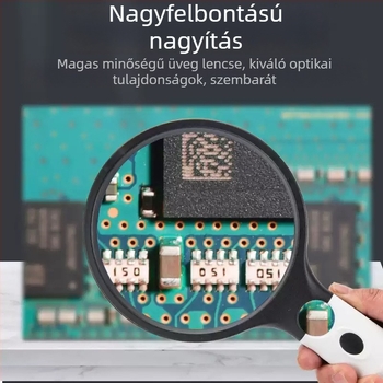 Kézben tartó LED nagyító, magas felbontású optikai lencsével olvasáshoz időseknek, modell 6902