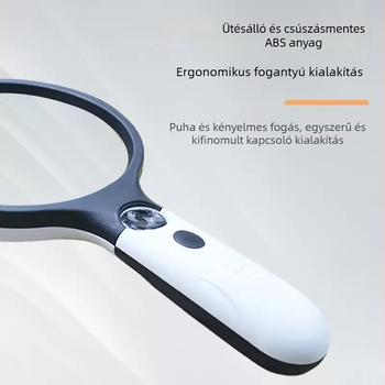Kézben tartó LED nagyító, magas felbontású optikai lencsével olvasáshoz időseknek, modell 6902