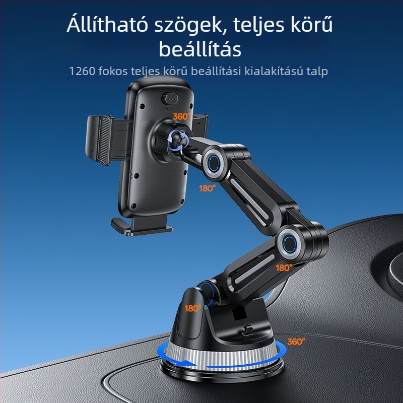 Yesido Asztali telefon-tartó szívófejes, univerzális teherautókhoz és nagy járművekhez, teleszkópos és forgatható, többfunkciós