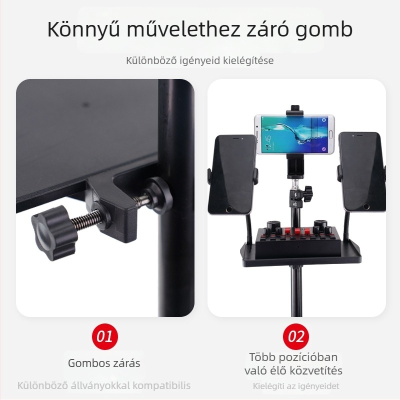 Élő közvetítéshez tervezett tartó, ABS műanyagból, univerzális stílus, testreszabás támogatott