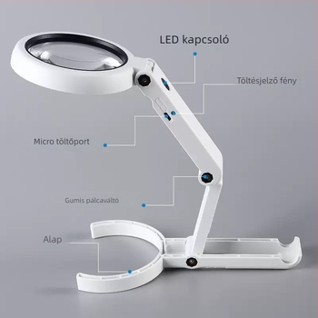 Elektronikai nagyító, 30× nagyítás, asztali és kézi használat, HD 1030X felbontású, alaplapok és chipek javításához