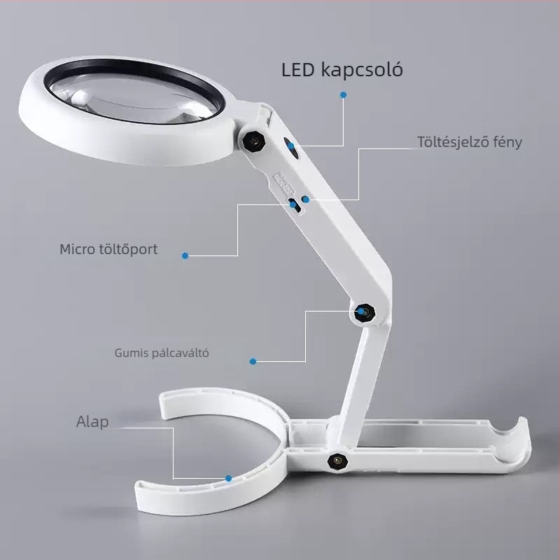 Elektronikai nagyító, 30× nagyítás, asztali és kézi használat, HD 1030X felbontású, alaplapok és chipek javításához