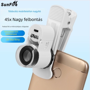Sun Fire ékszer- és régiségek azonosítására szolgáló nagyító, 45x, telefonhoz rögzítve, modell 9882