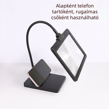 Telefon-tartó és Fresnel nagyító, asztali nagyító leválasztható kézi funkcióval, multifunkcionális, modell F8910T