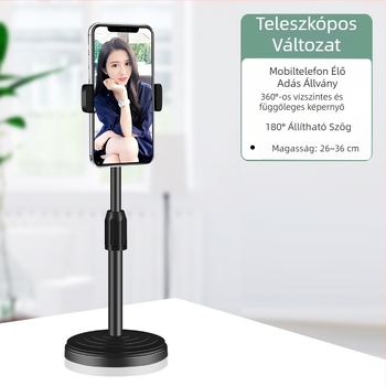 Teleszkópos asztali tartó telefonra és tabletre — univerzális, Modell: Support, Kód Sjzj20, rövid videókhoz
