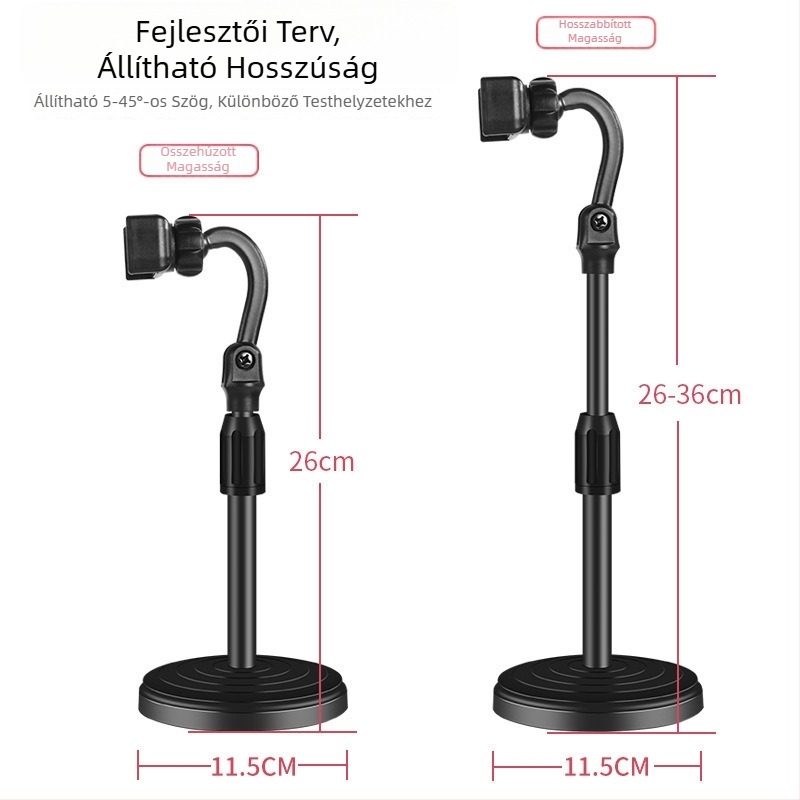 Teleszkópos asztali tartó telefonra és tabletre — univerzális, Modell: Support, Kód Sjzj20, rövid videókhoz