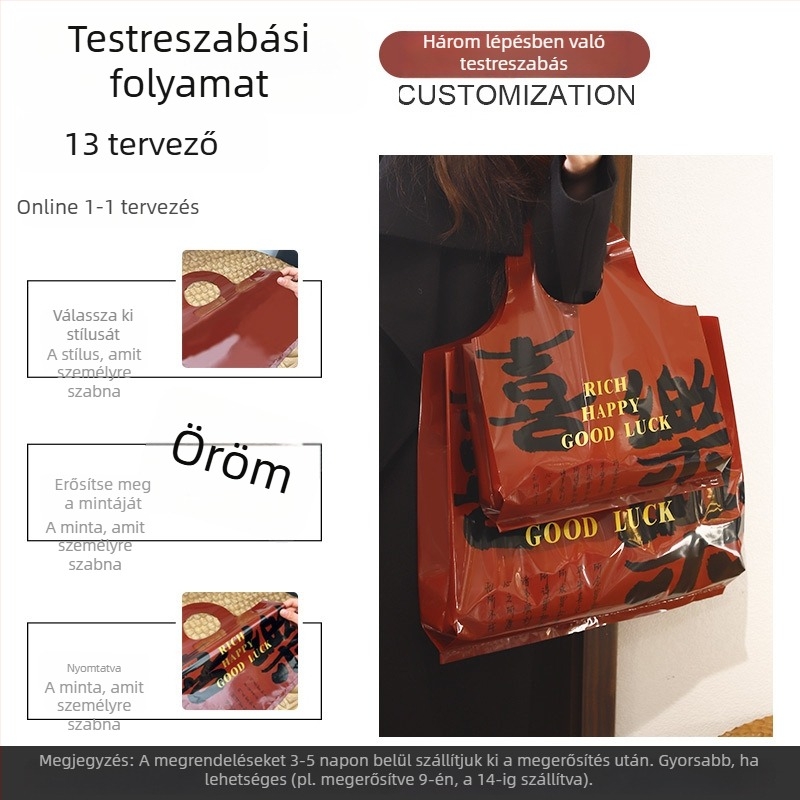 Hongshen PE kézi ruhatartó táska logónyomással, testreszabható, határokon át export-exkluzív ellátás, kézzel festett stílus