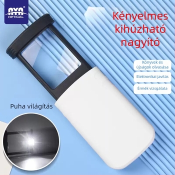 Olvasólupa LED-fénnyel, kézben tartva, kihúzható, hordozható kialakítás (Nem importált; Egyéb piacok; Engedélyezett magánmárkák)