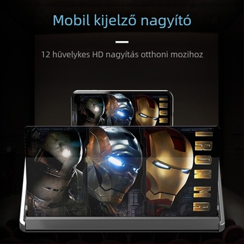 Telefon képernyő nagyító állvány, Modell F12, Általános kompatibilitás, Asztali használat, ABS anyag, Testreszabás támogatott