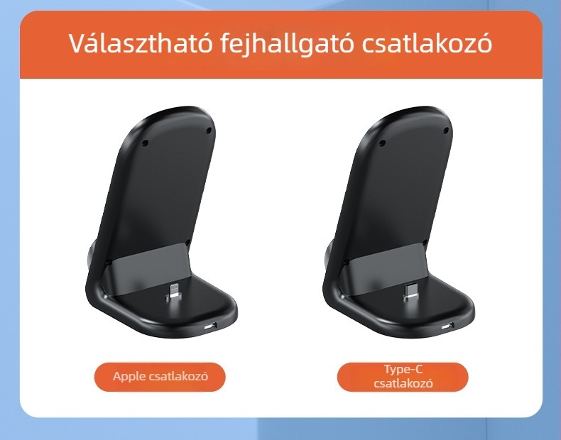 Vezeték nélküli asztali töltő 3 az 1-ben digitális órával és Bluetooth fülhallgató töltővel — 15W Qi, QC3.0, 9V/1.6A, teljes teljesítmény 20W