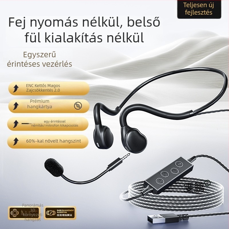08pro USB-s vezetékes ügyfélszolgálati headset zajcsökkentéssel, mikrofon, fülhurok, asztali számítógéphez