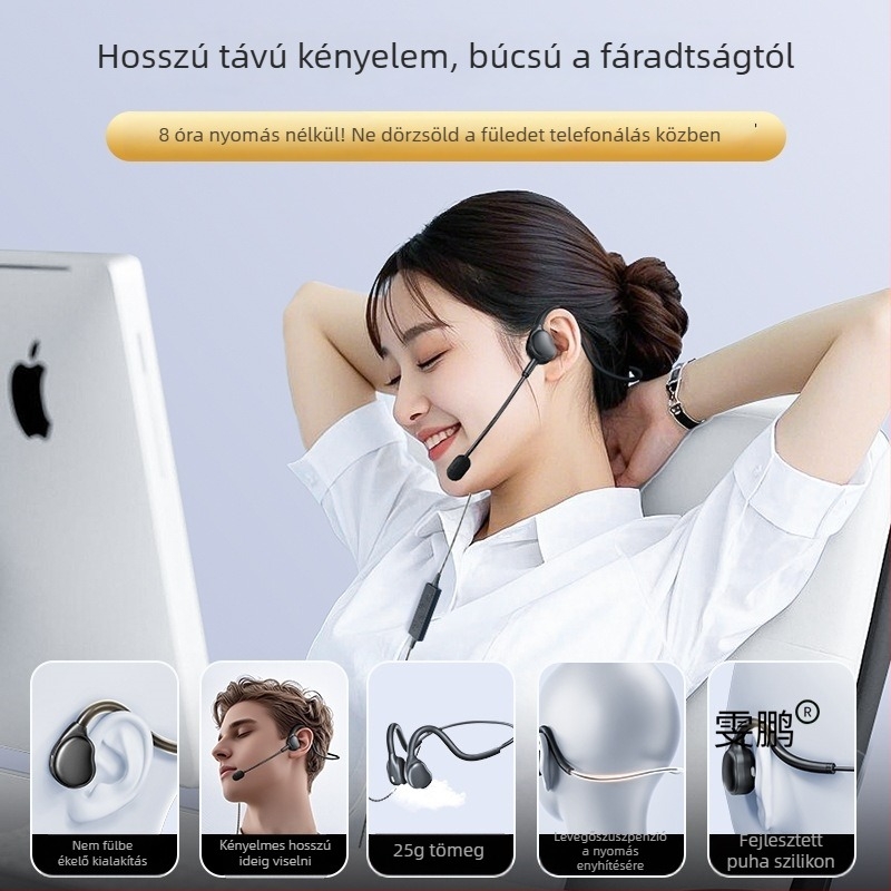 08pro USB-s vezetékes ügyfélszolgálati headset zajcsökkentéssel, mikrofon, fülhurok, asztali számítógéphez
