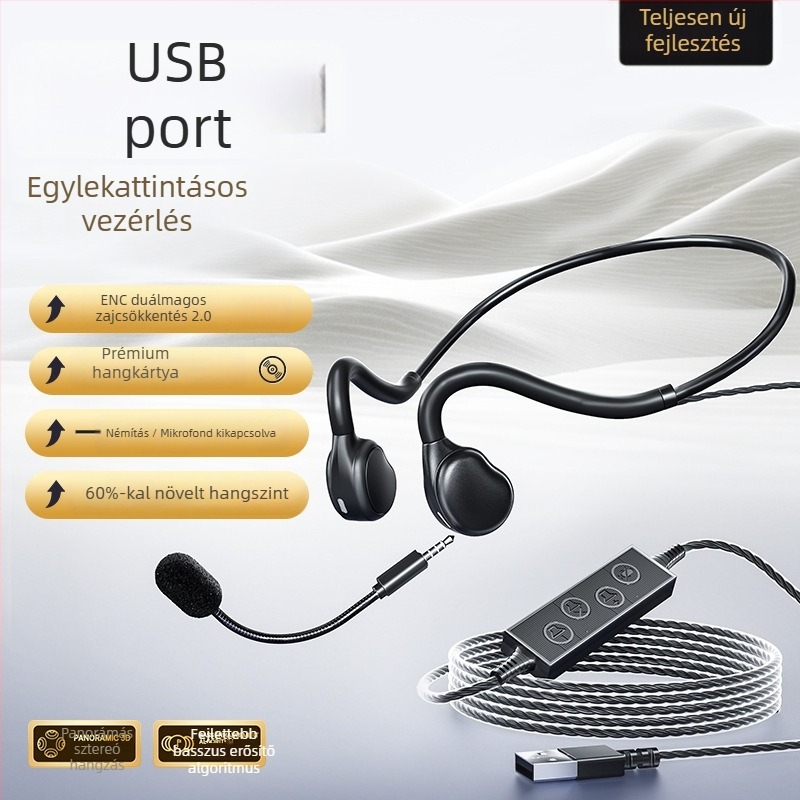 08pro USB-s vezetékes ügyfélszolgálati headset zajcsökkentéssel, mikrofon, fülhurok, asztali számítógéphez