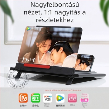 Telefon képernyő-erősítő - Élmény verzió, asztali tartó, kompatibilis Samsung, Huawei, Apple, műanyag