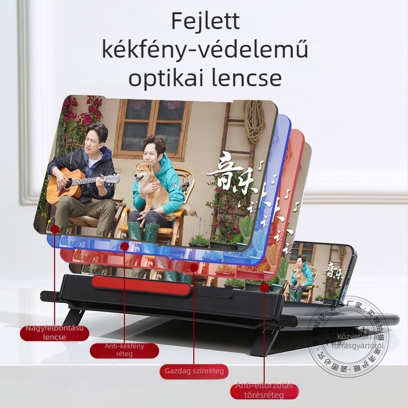 Telefon képernyő-erősítő - Élmény verzió, asztali tartó, kompatibilis Samsung, Huawei, Apple, műanyag