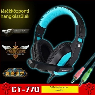 Jiahe CT-770 vezetékes fejhallgató angol hallásértési és beszédvizsgára, 3,5 mm csatlakozó, 40 mm hangszórók, beépített mikrofon