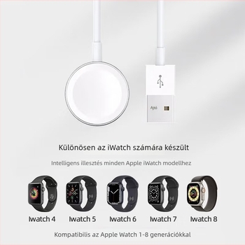 Apple iWatch vezeték nélküli mágneses töltőbázis USB interfésszel, QC2.0, 5W, 1A