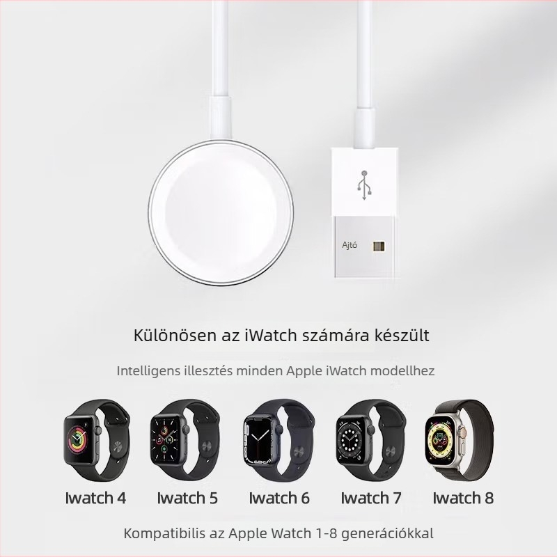 Apple iWatch vezeték nélküli mágneses töltőbázis USB interfésszel, QC2.0, 5W, 1A