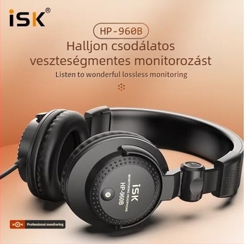 Fejhallgatók fejre szerelve monitorozáshoz, vezetékes, 3 m hosszú kábel, 3,5/6,3 mm csatlakozó, 40 Hz–20 kHz frekvenciatartomány, 0,5% torzítás